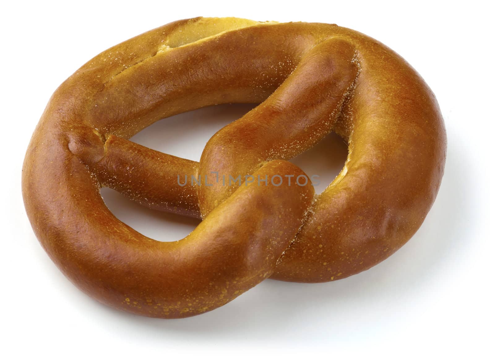 Single Pretzel on a White Background.