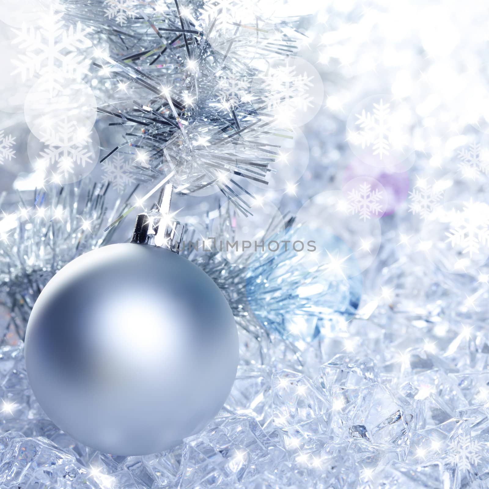 christmas baubles silver on winter ice by lunamarina