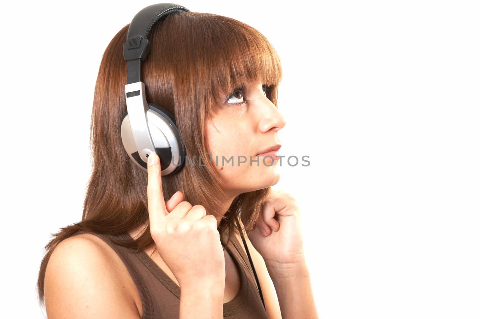 girl in brown with headphones  by holligan78