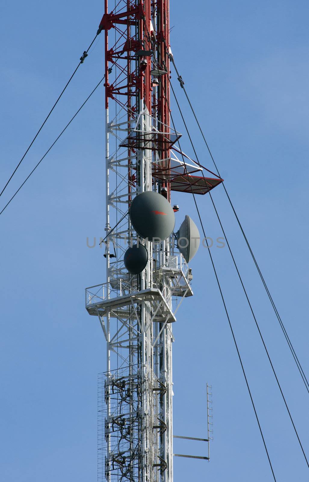 Radio Communication Tower and a series of smaller dishes.