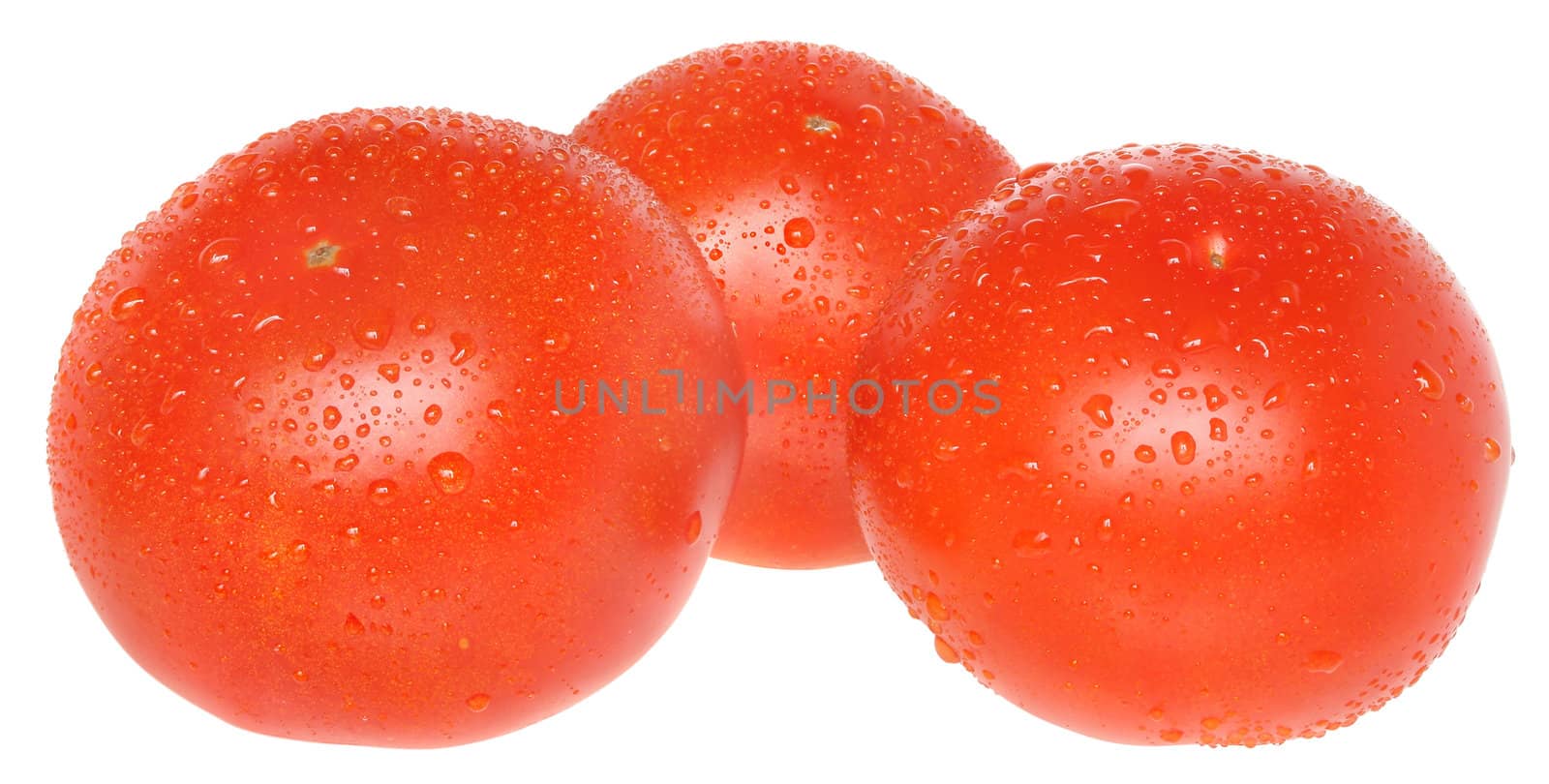 Ripe tomato on a white background.