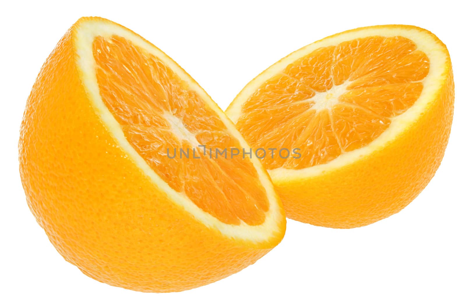 Ripe orange on a white background