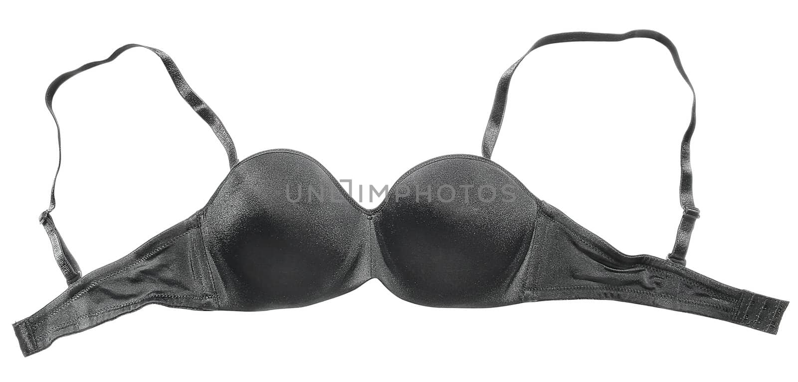 Black bra on a white background.