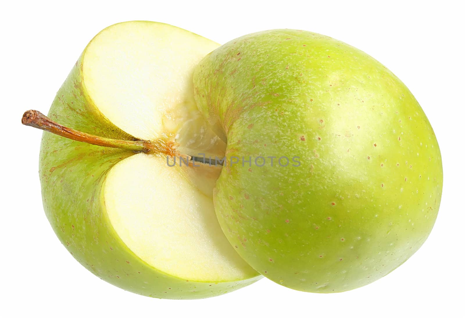 Ripe apple on a white background.
