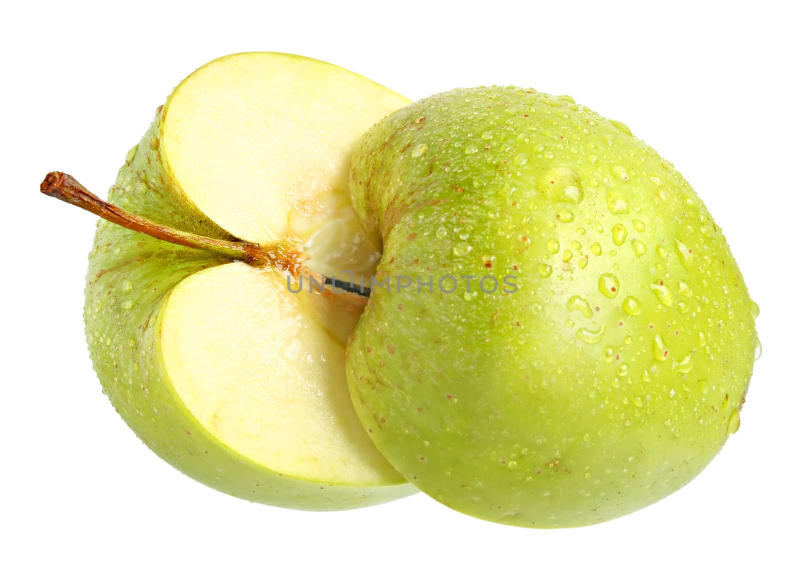 Ripe apple on a white background.