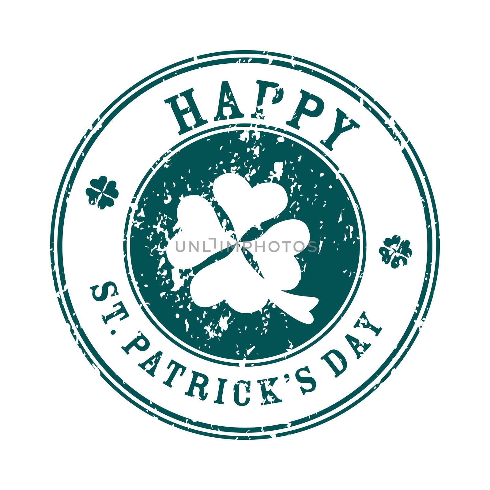 Happy Saint Patrick's Day stamp over white, greetings