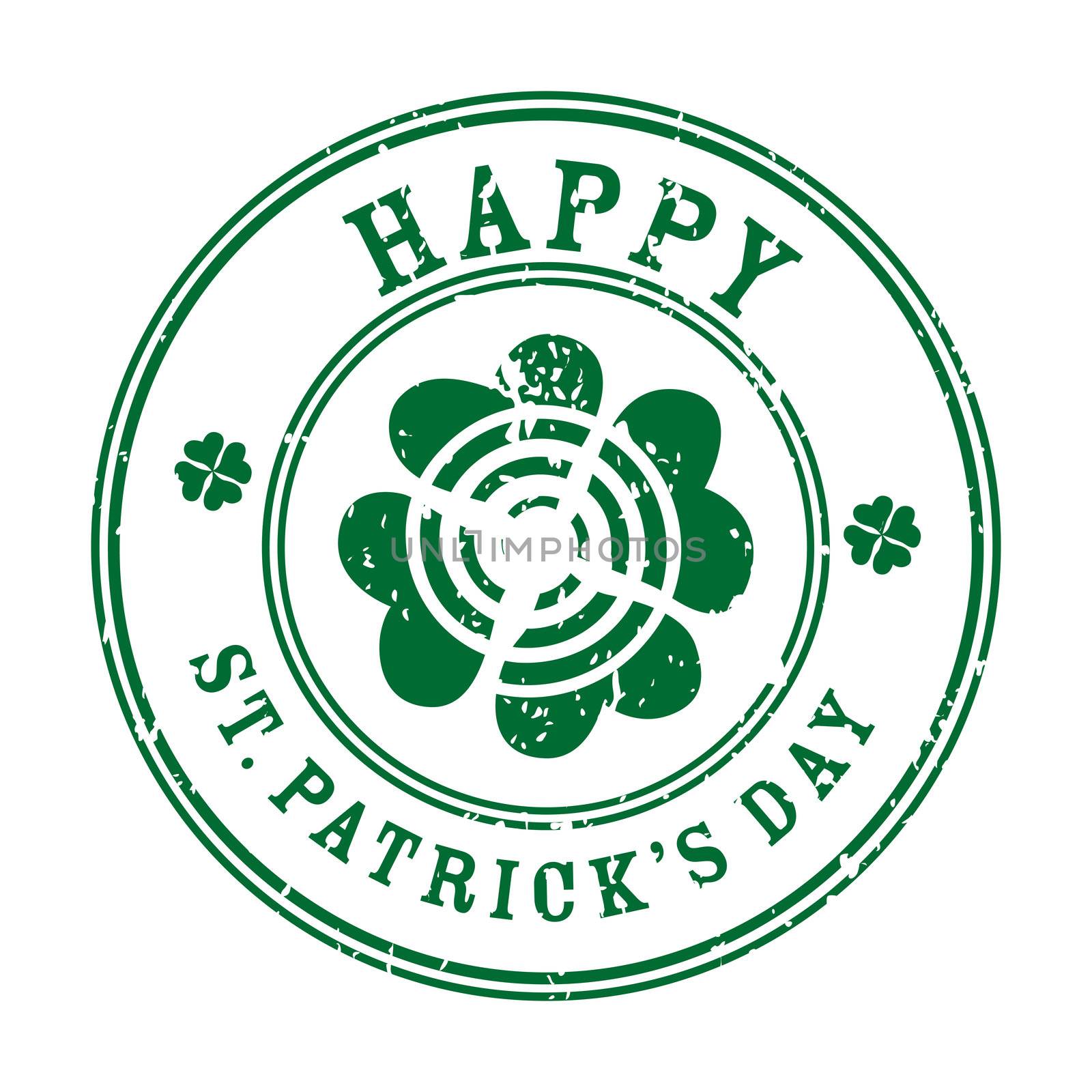 Happy Saint Patrick's Day stamp over white, greetings