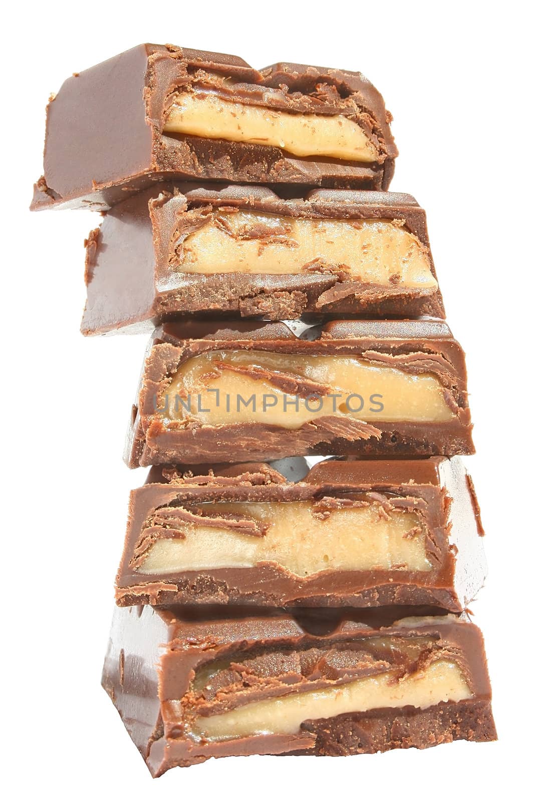 Bar chocolate on a white background.