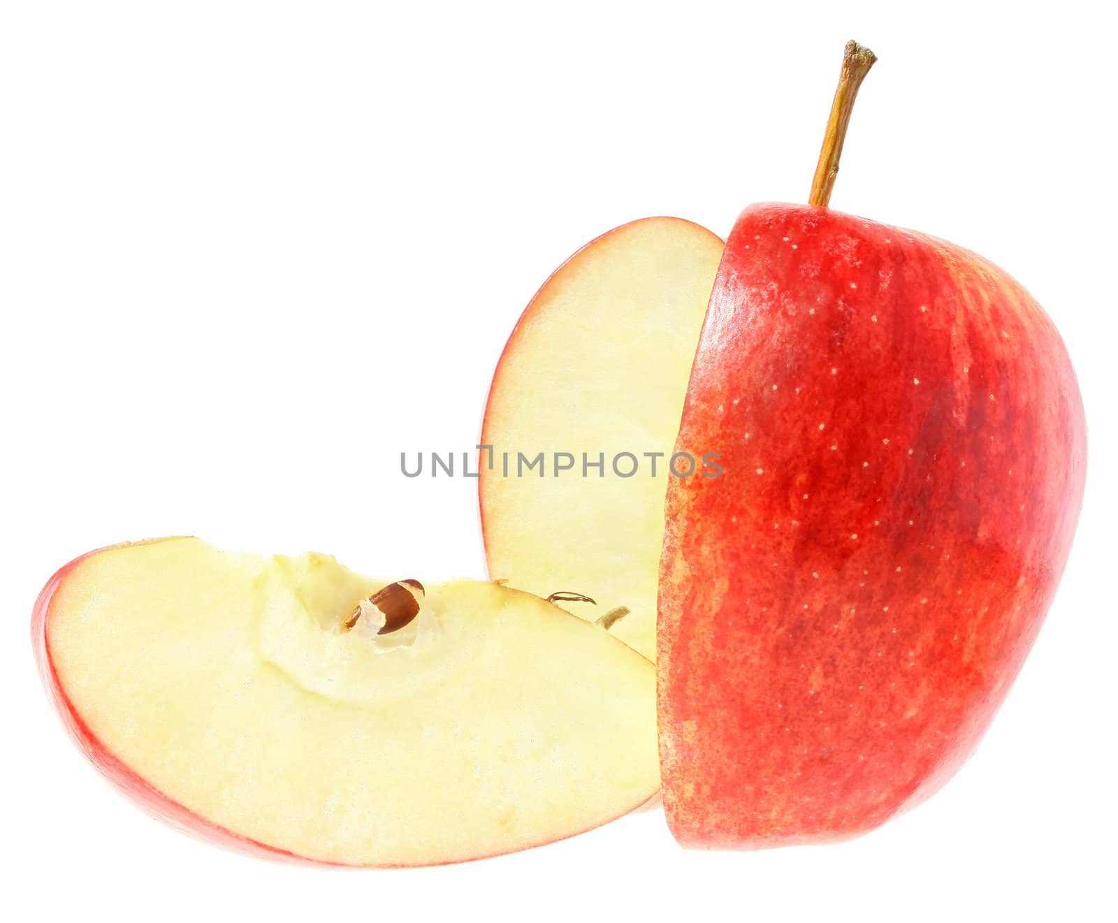 Ripe apple on a white background.