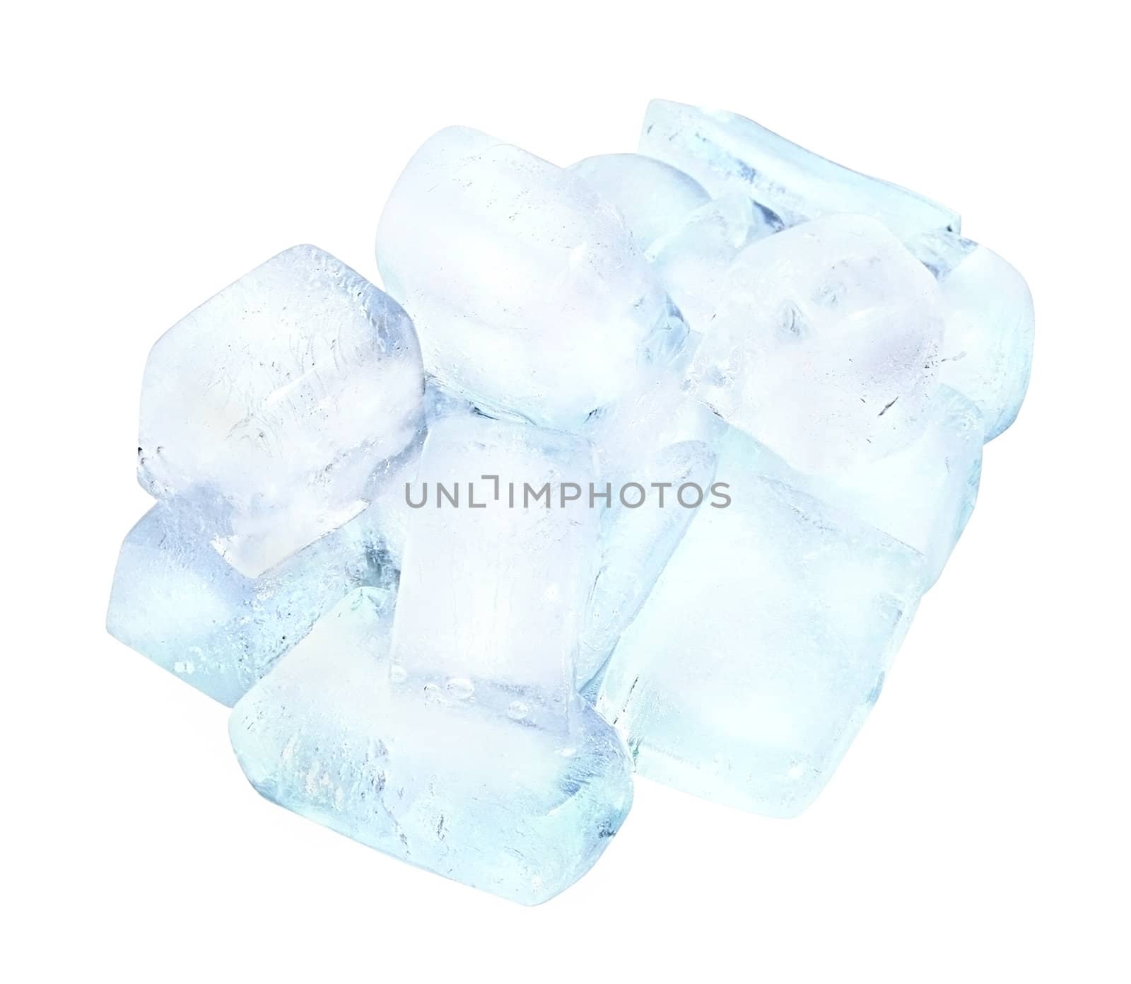 Cubes of ice on a white background.