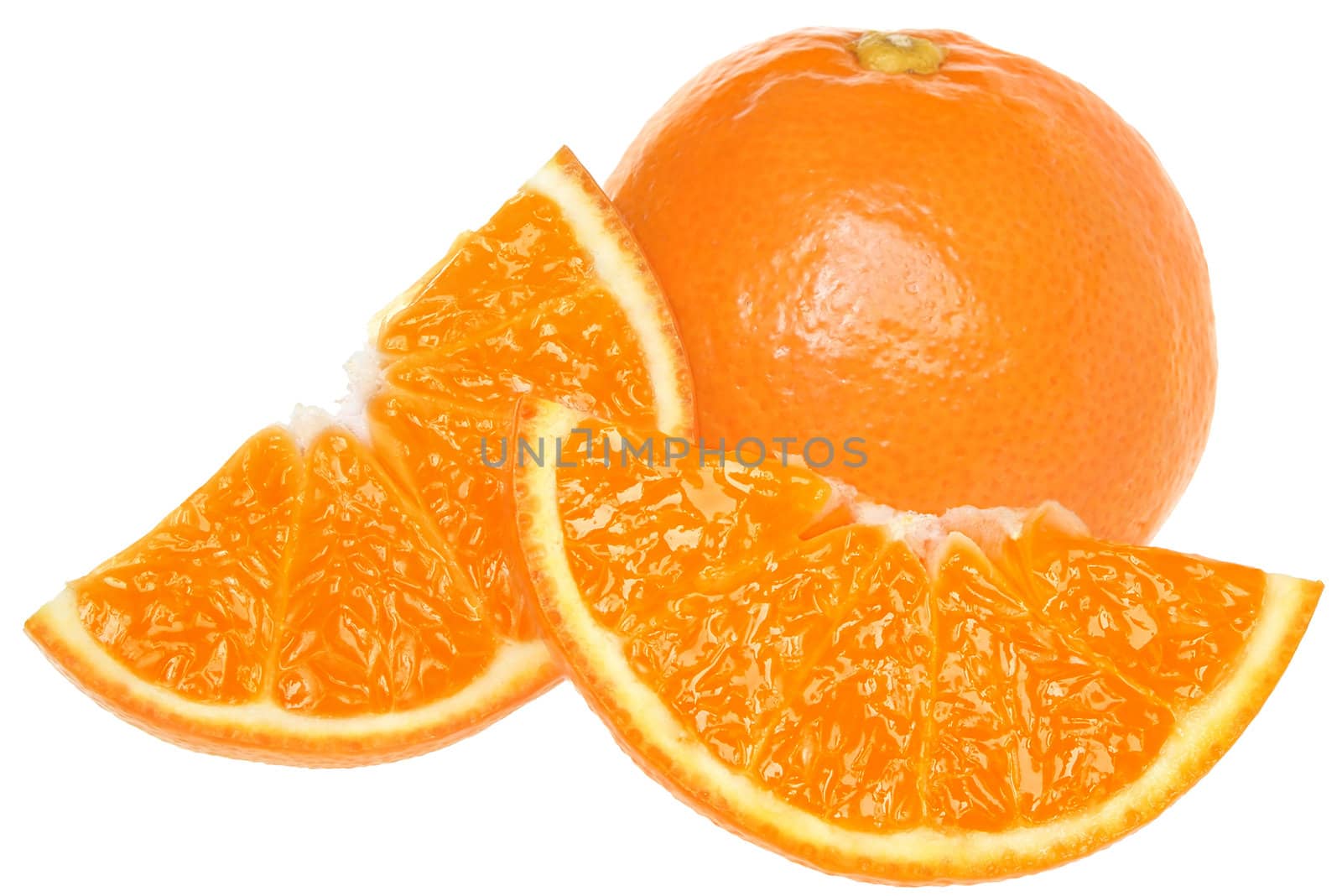 Ripe tangerines on a white background