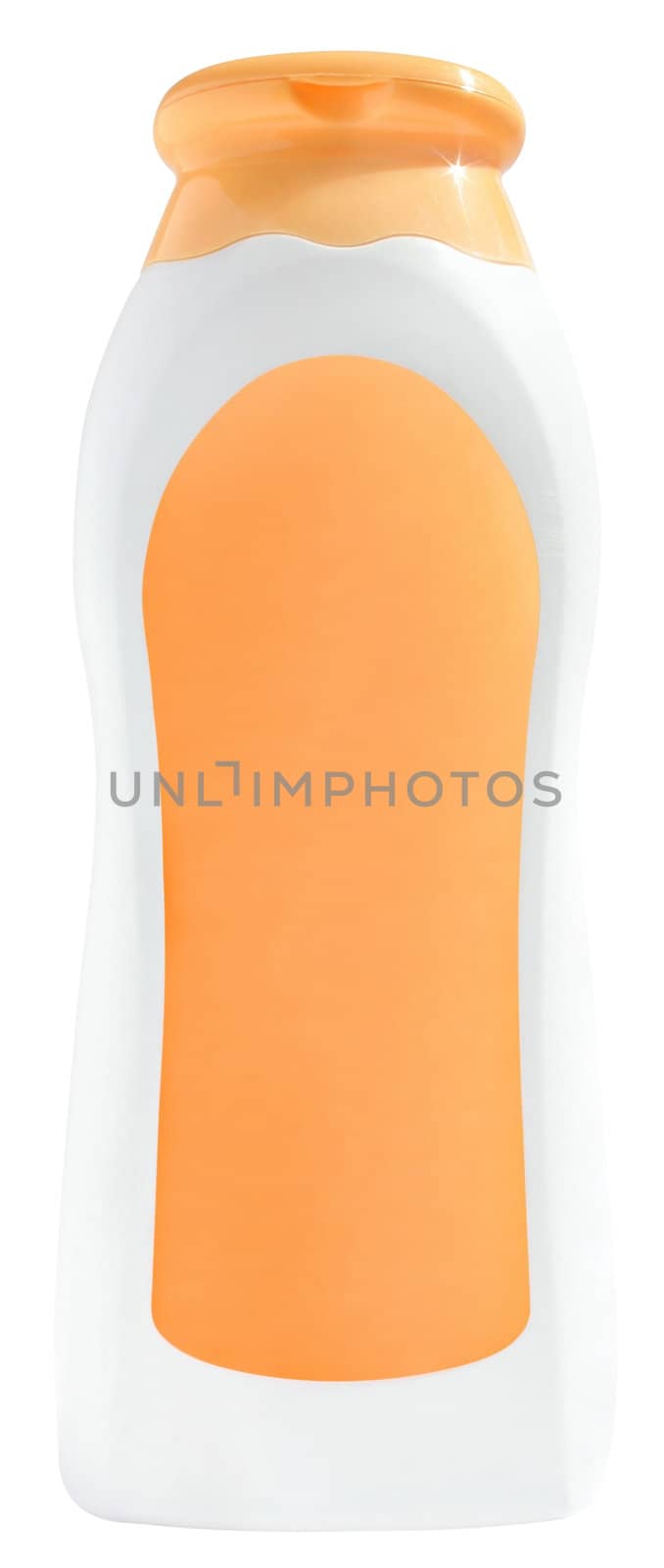 Bottle with cosmetic means for a white background.