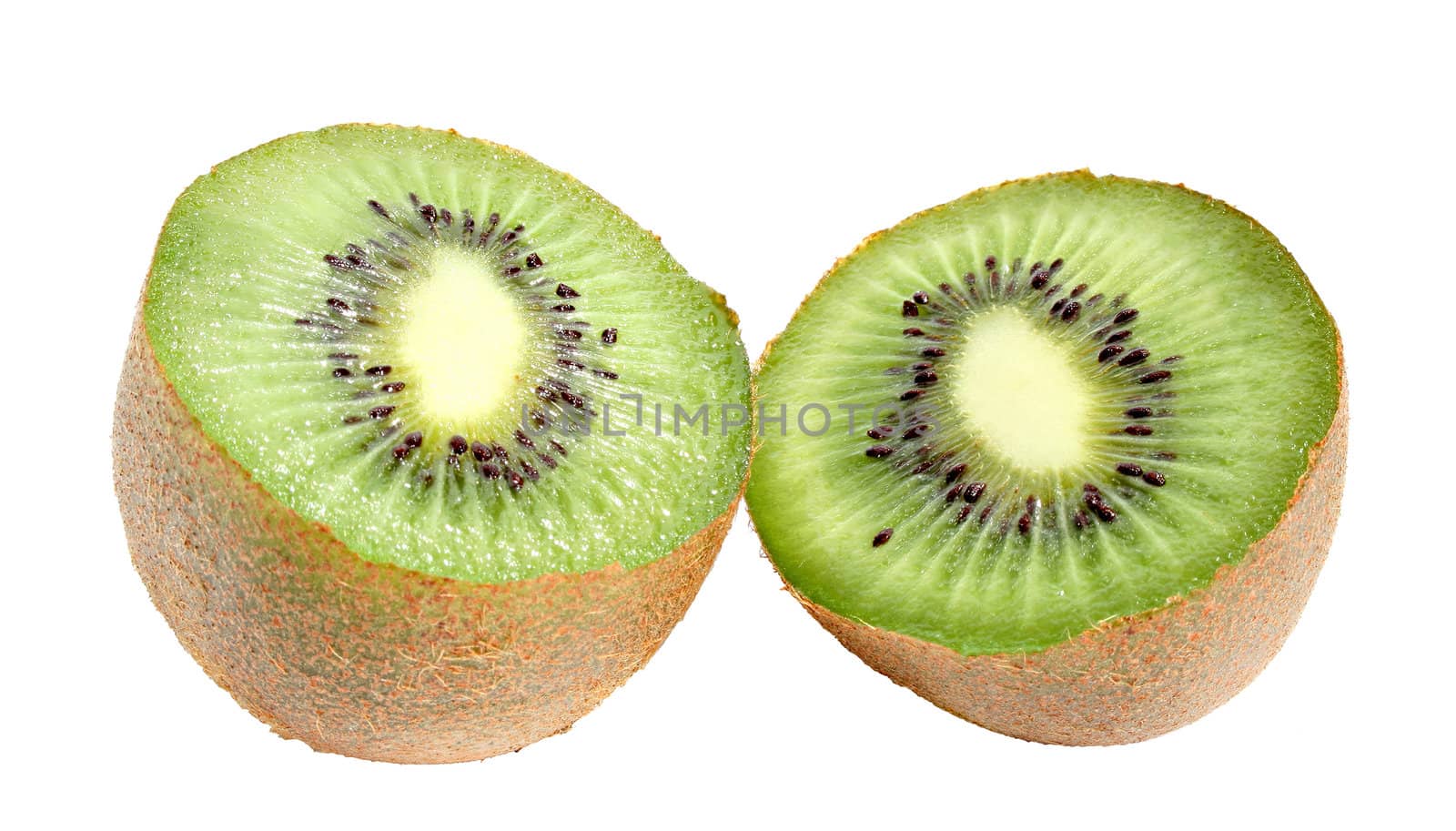 Ripe kiwi on a white background.