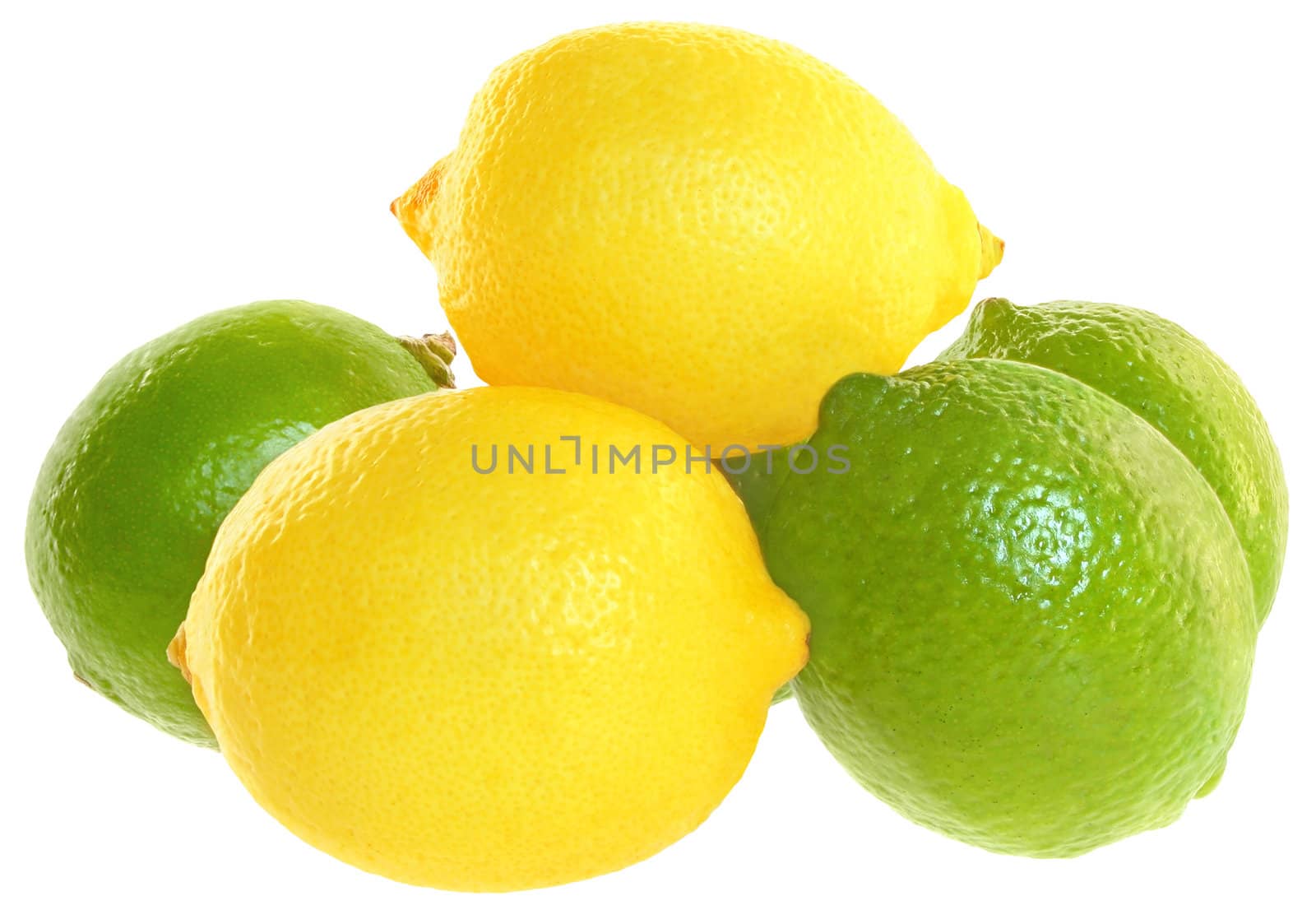 The lemon on a white background.