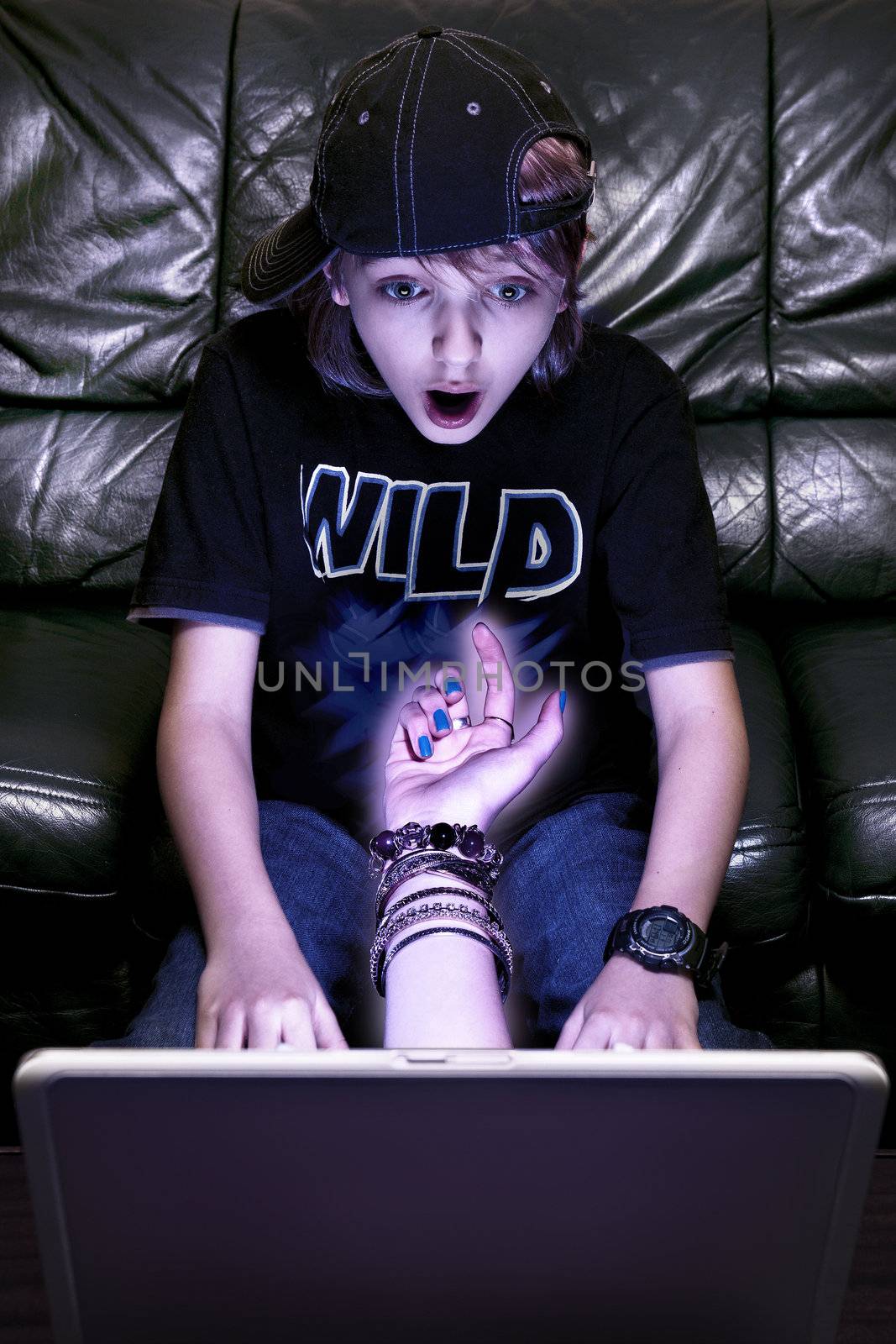 Boy shocked and tempt by the web-site content