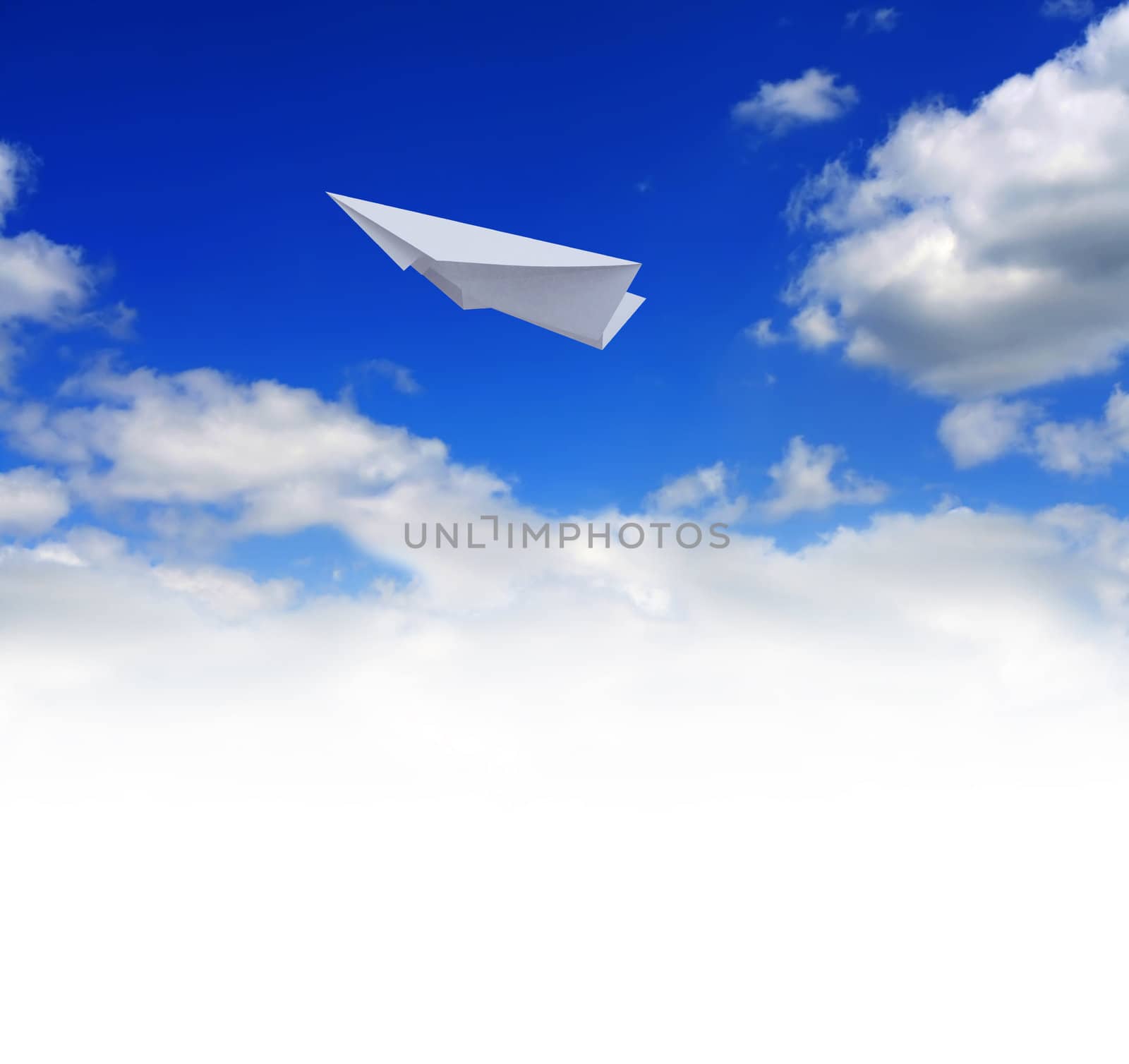 Paper planes in blue sky