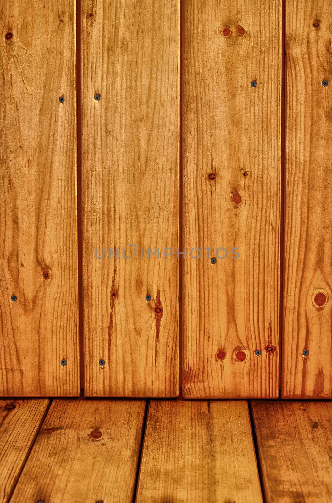 Brown pine wooden background with floor