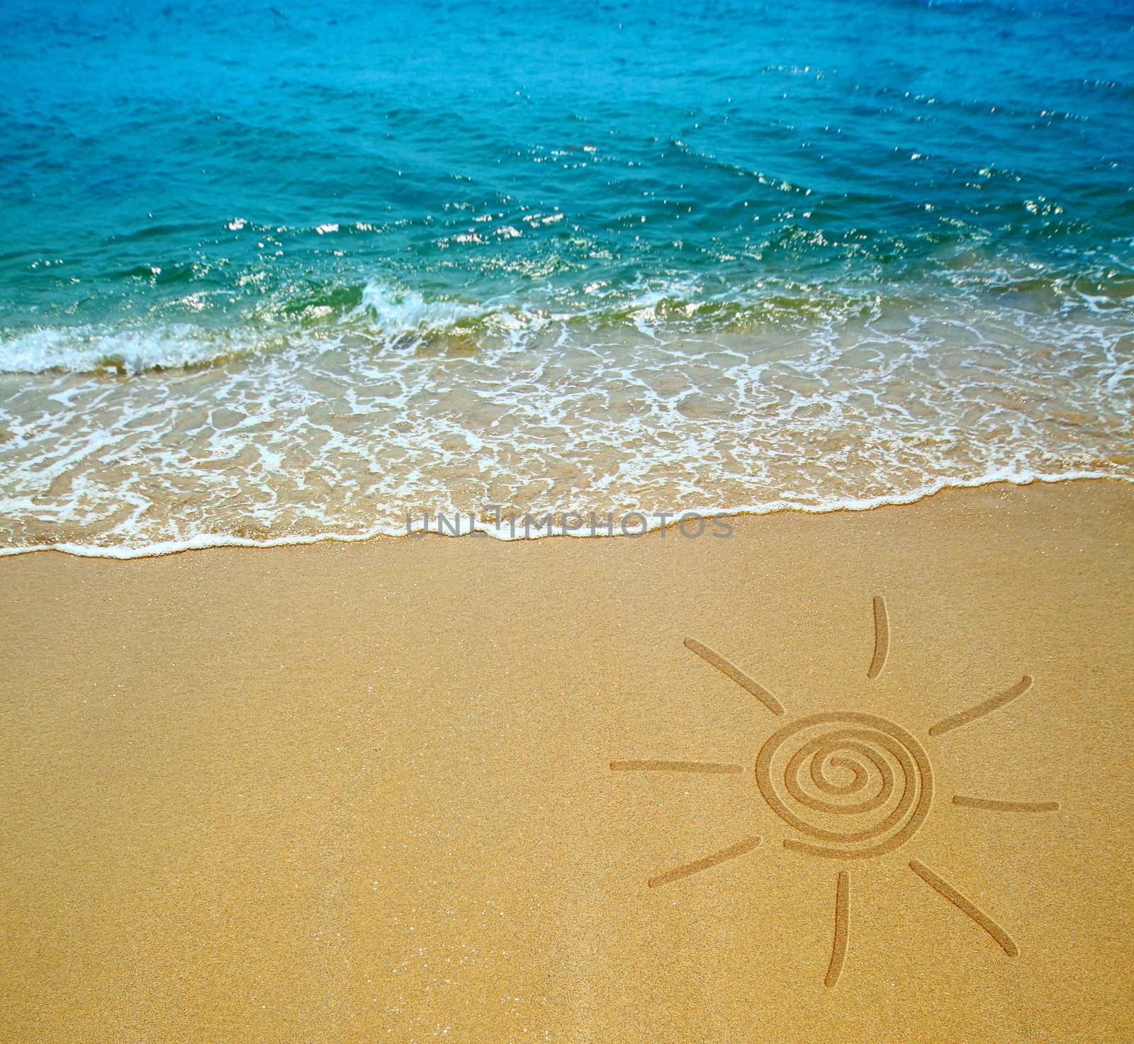 sun drawing on a beach by rudchenko