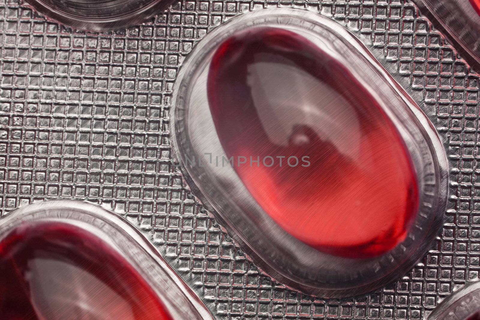 Red Pill In Metal Blister, copy space