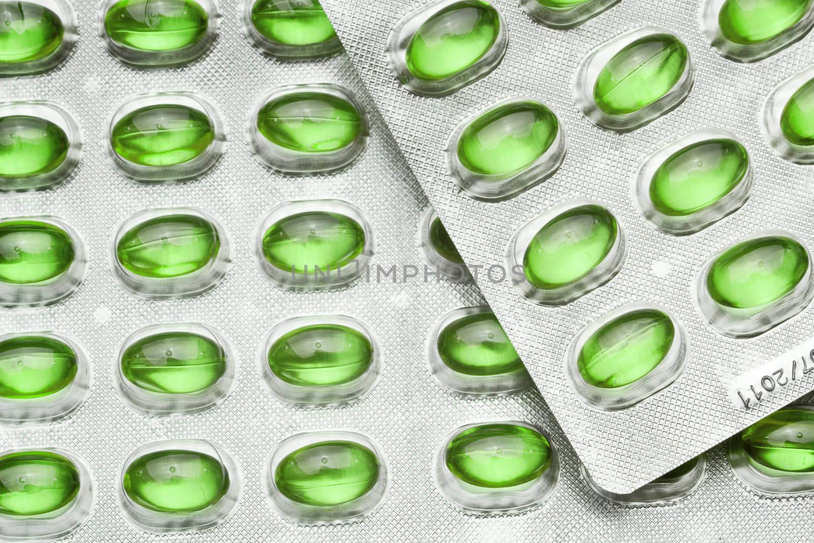 Silver Pills On Metal Blister, copy space