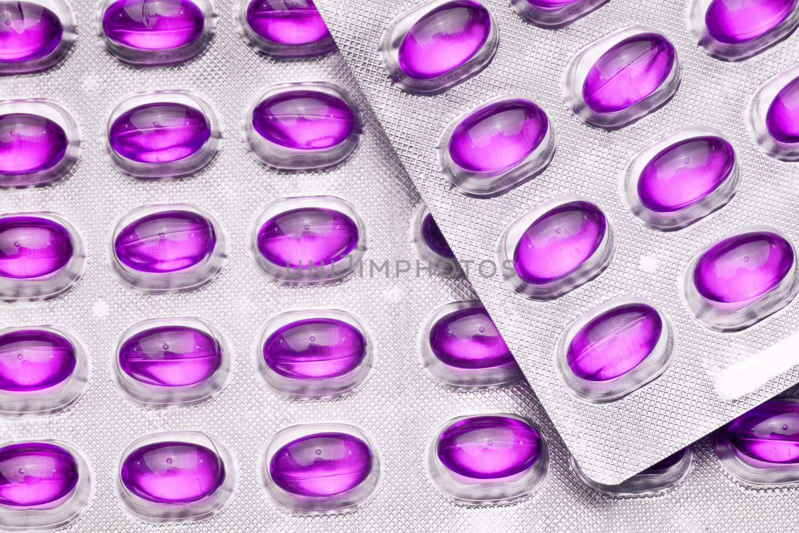 Pink Pills in blister, copy space