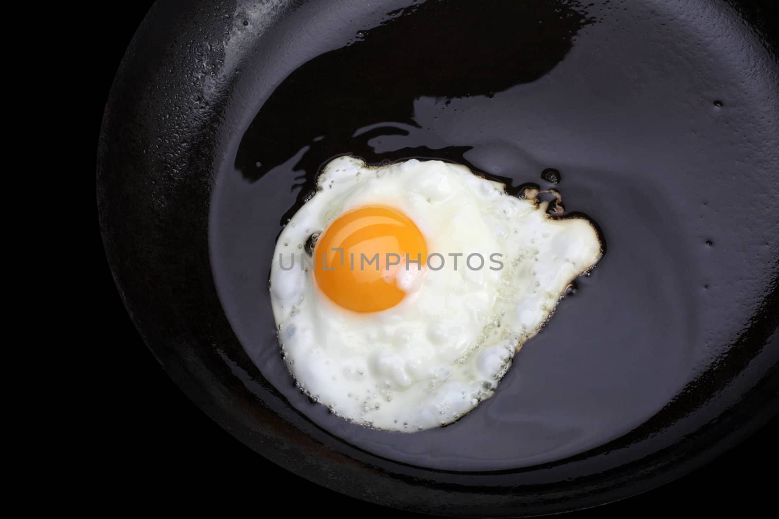 fried eggs on black pan by rudchenko