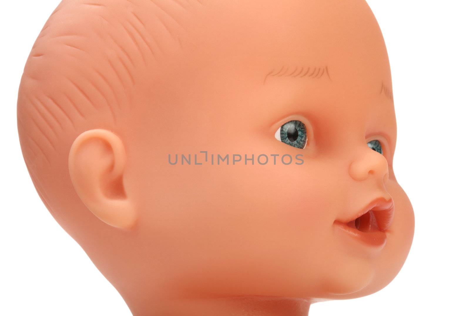 closeup face of baby doll