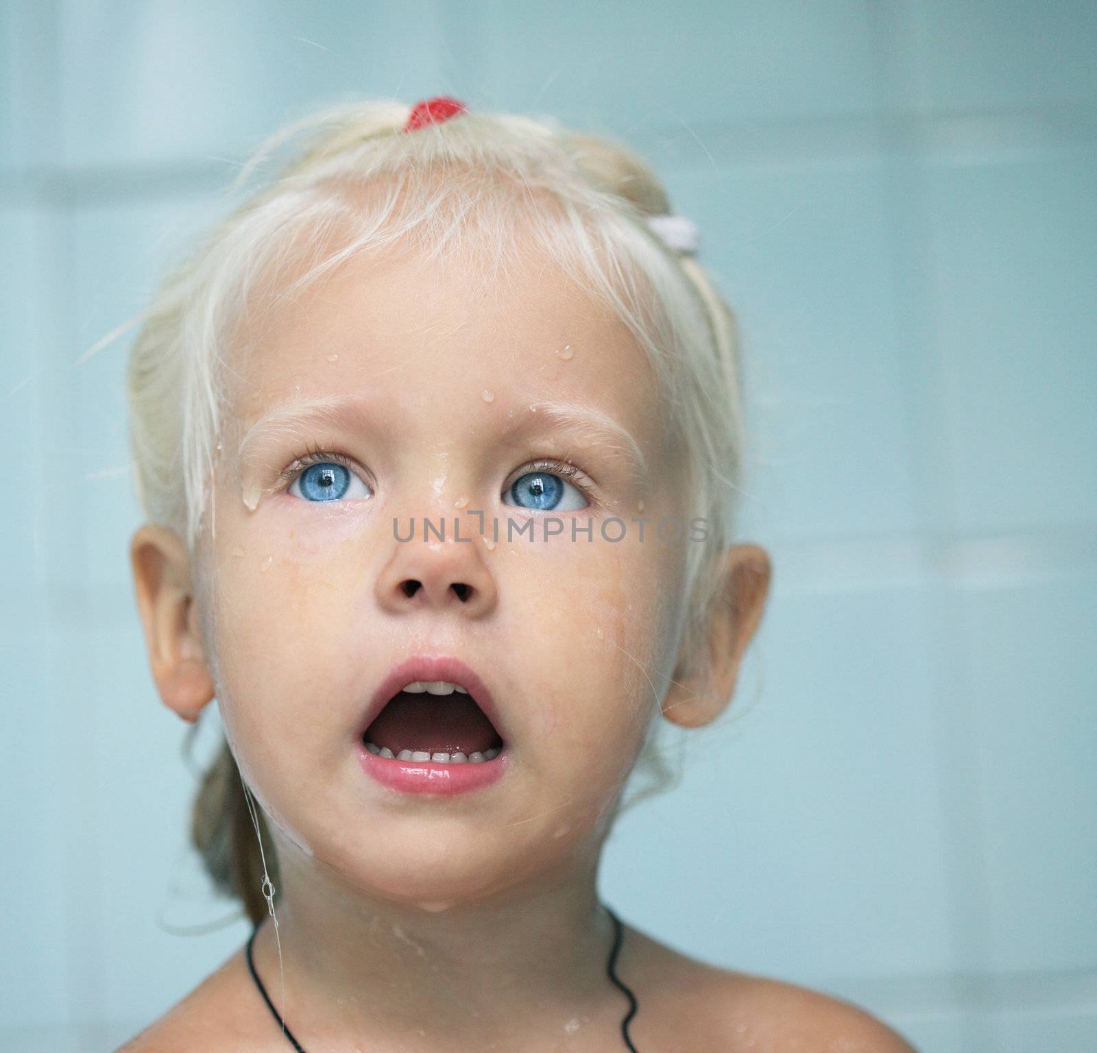 little baby child girl in bath