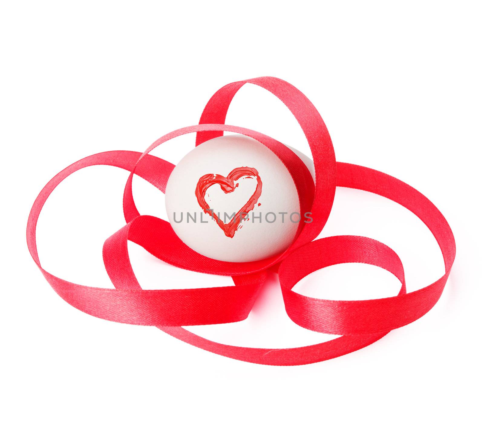 egg with red ribbon and heart