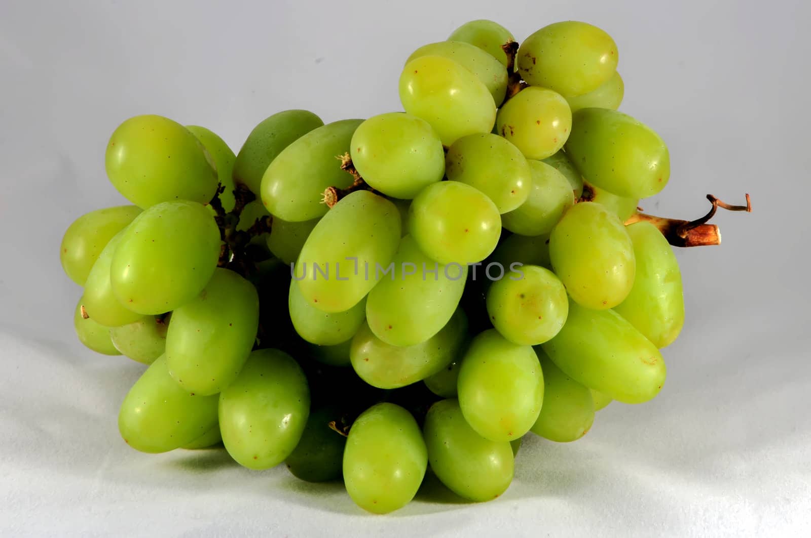 Branch of green grapes isolated on white by digidreamgrafix