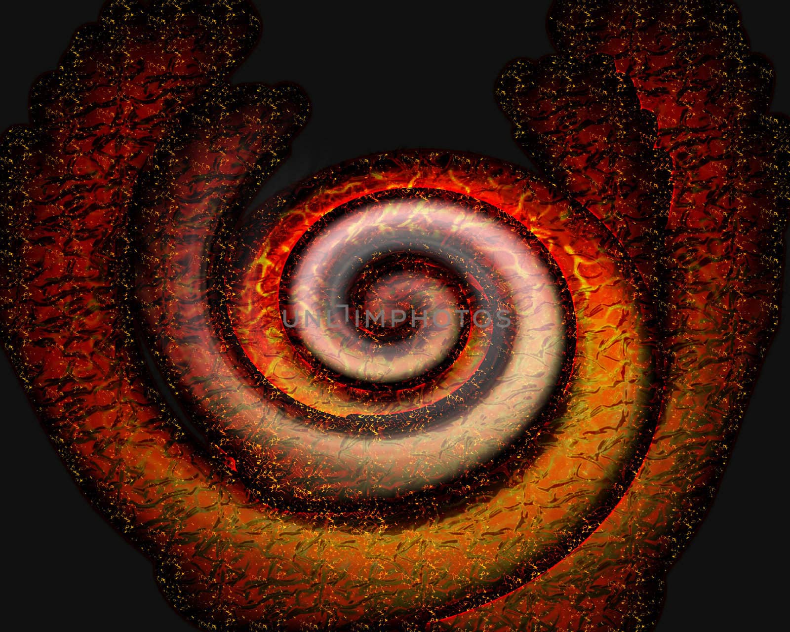 Mystery abstract dissolving swirl of lava  with black background