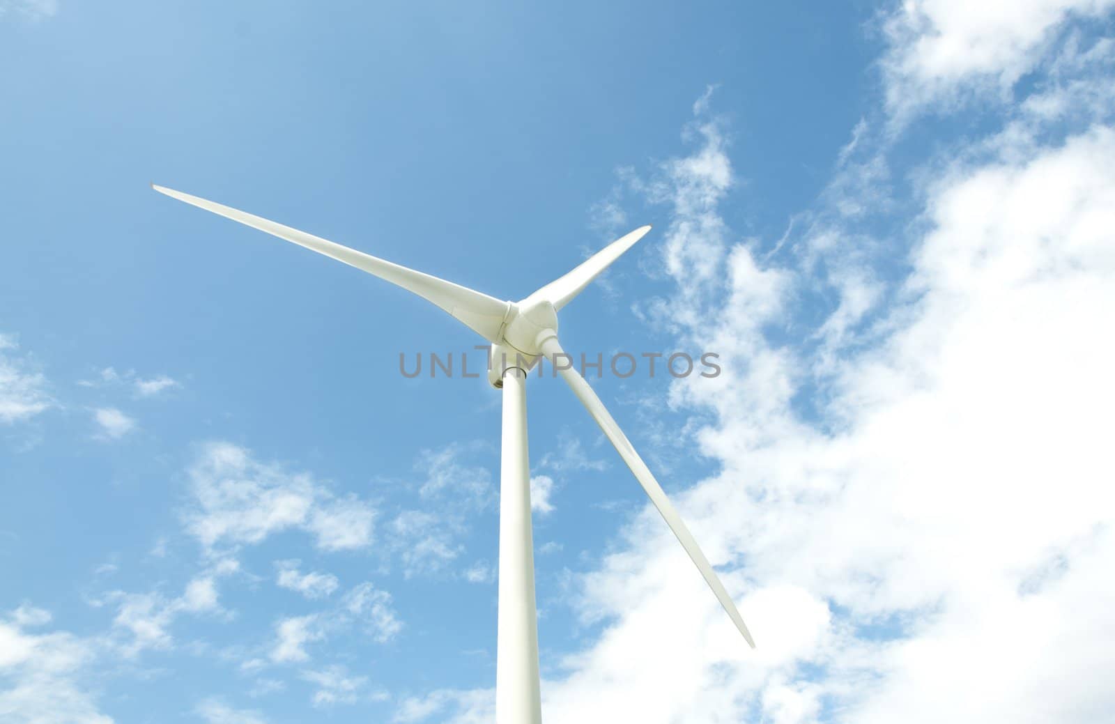 Wind power generation in the blue sky with cloud