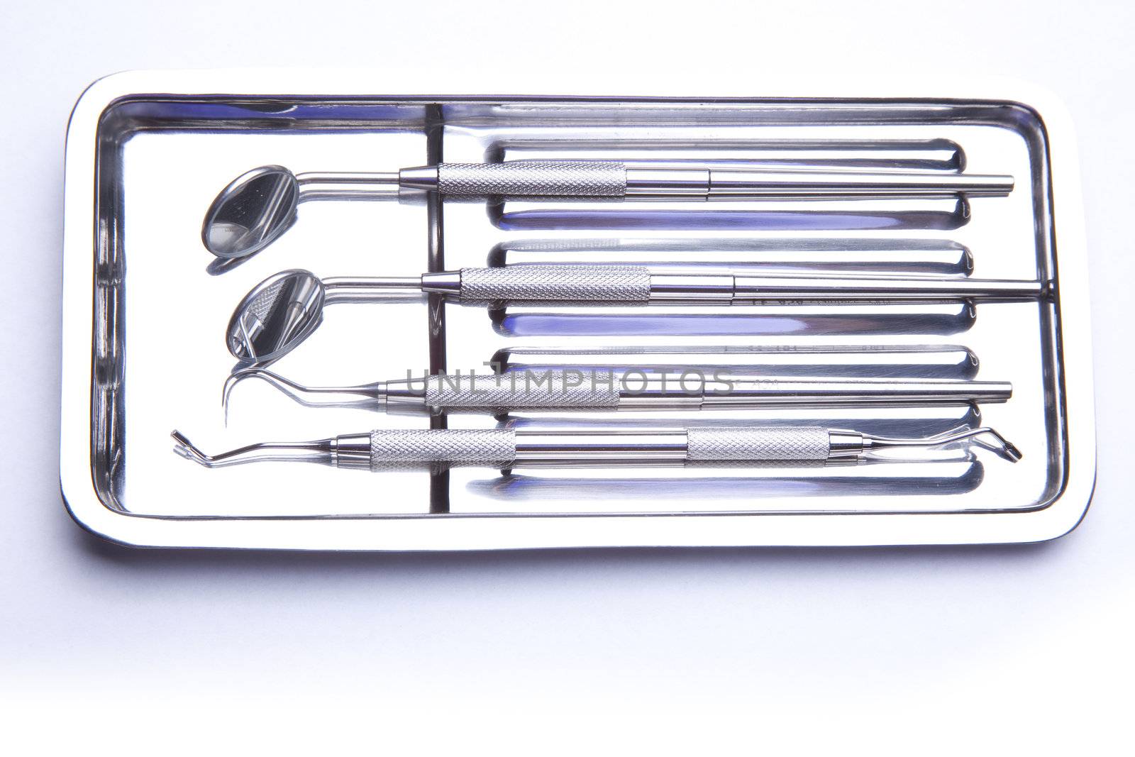 Dental Instruments - angled mirrors, plate, tools