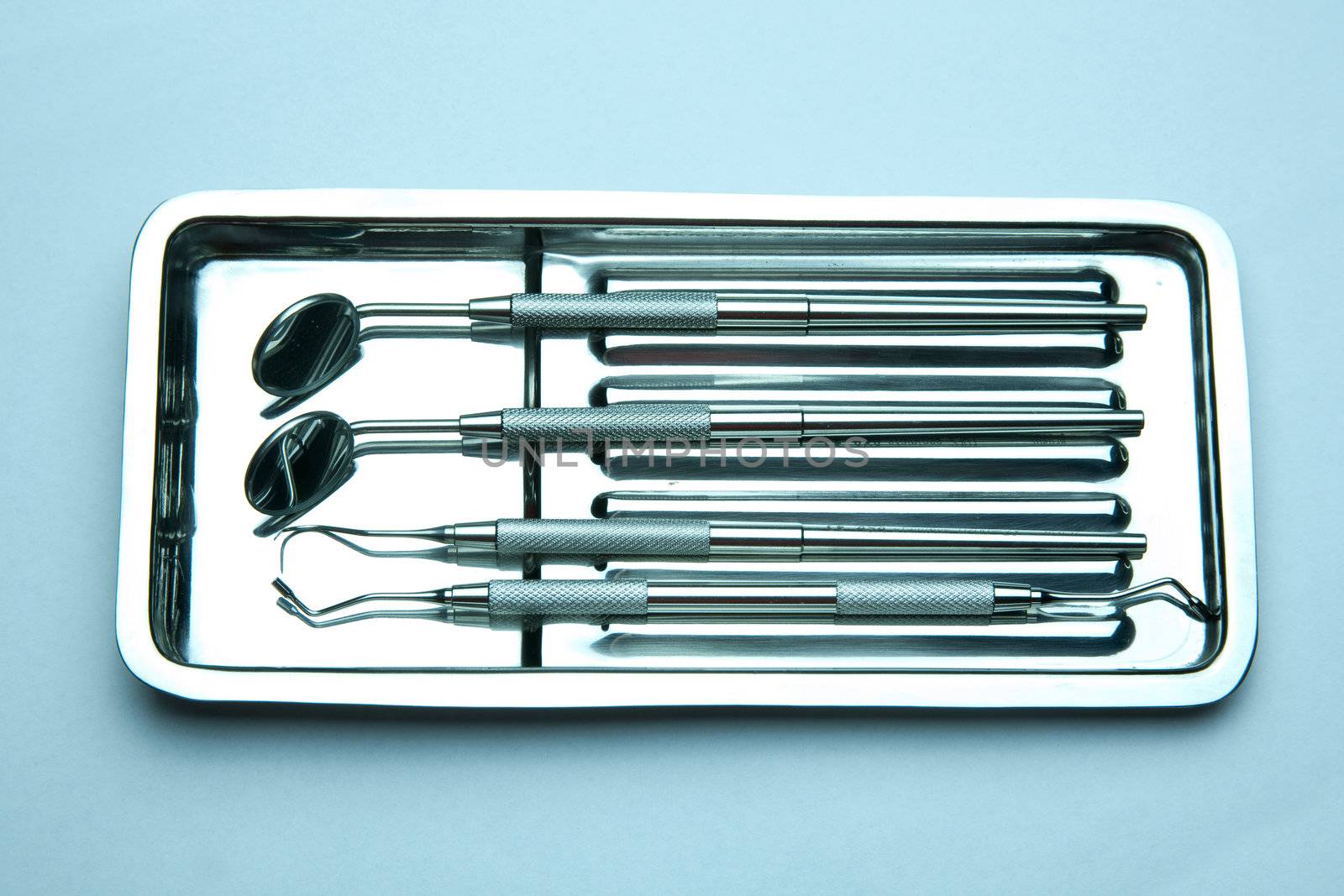 Dental Instruments - angled mirrors, plate, tools