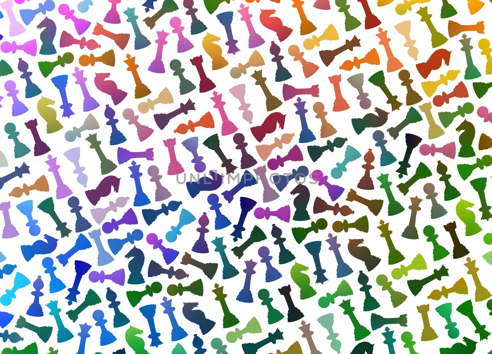 Background of multicoloured chess pieces