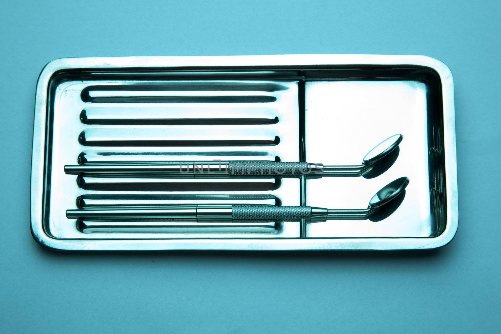 Dental Instruments - angled mirrors, plate, tools