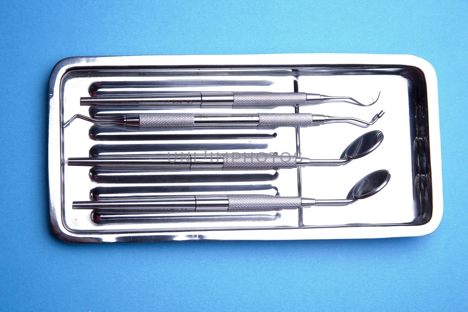 Dental Instruments - angled mirrors, plate, tools