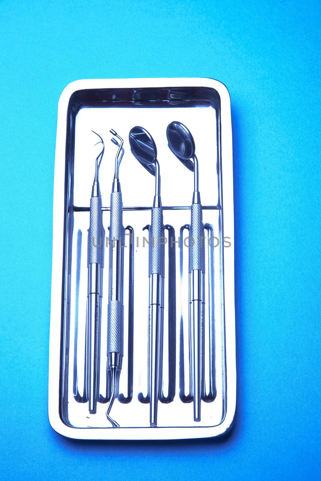 Dental Instruments - angled mirrors, plate, tools