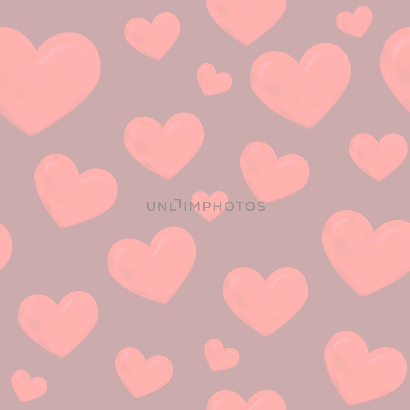 Illustrated seamless background made of hearts