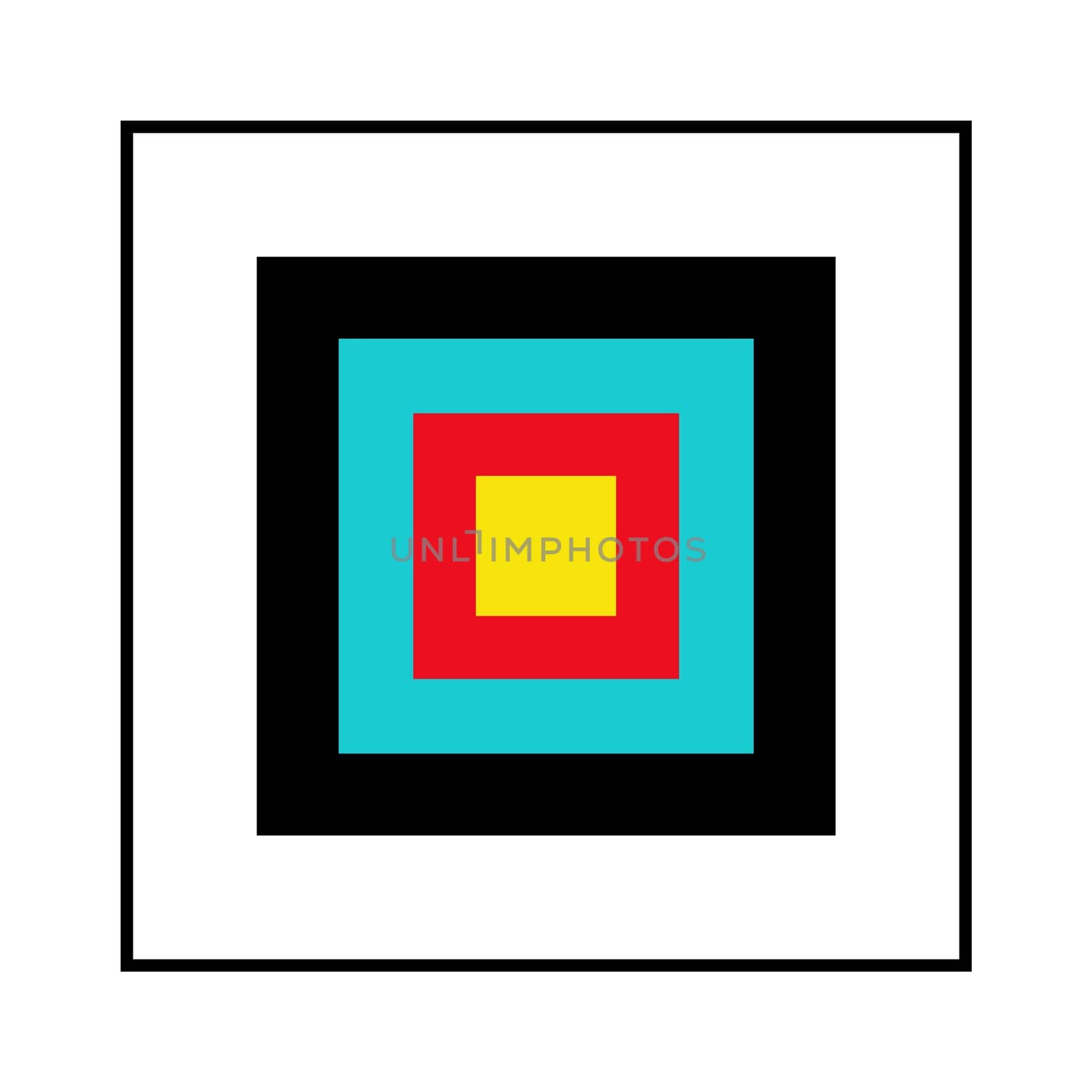 Illustrated square red blue yellow black and white shooting target