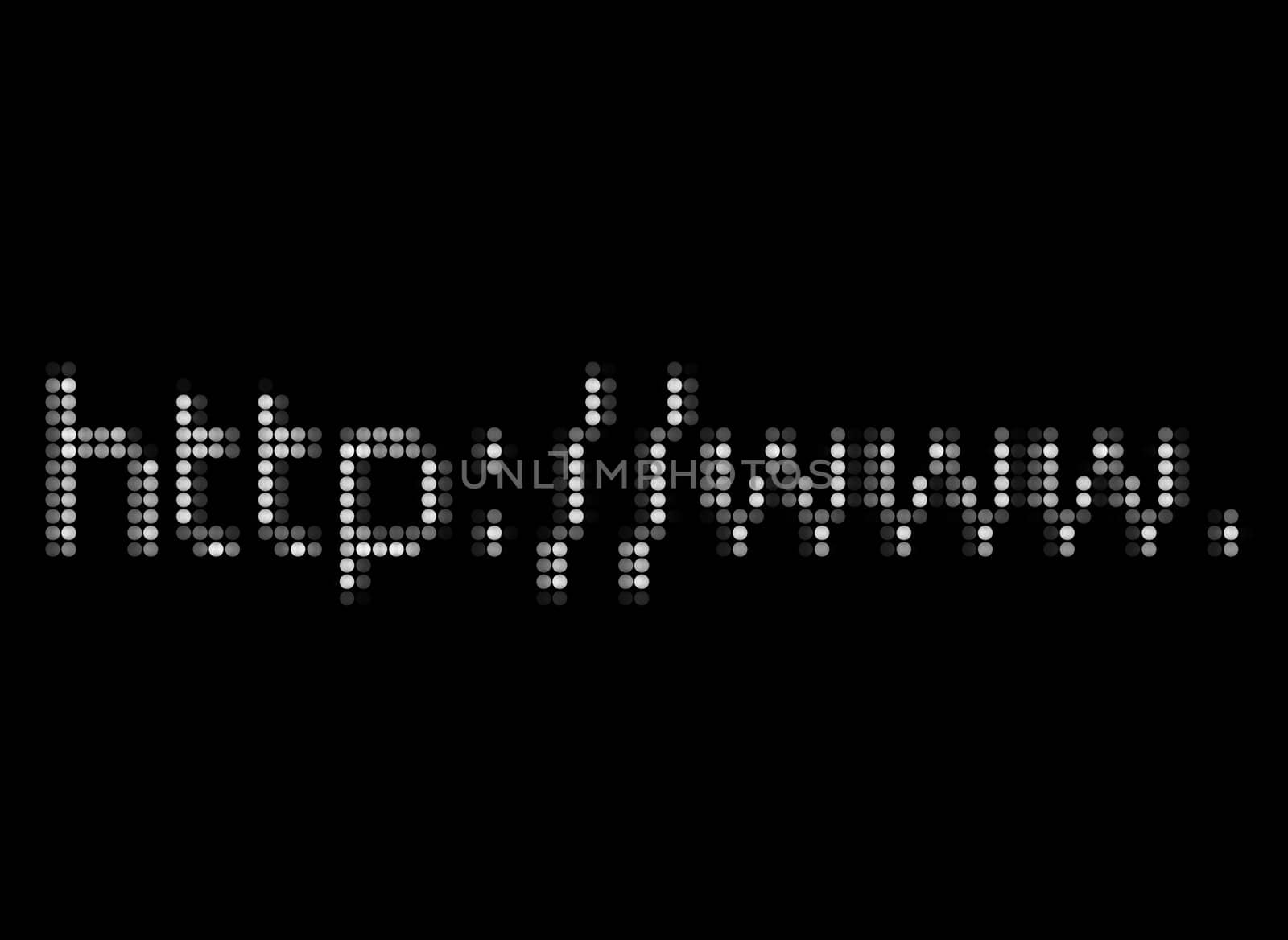 Illustration of web address made of grainy  dots
