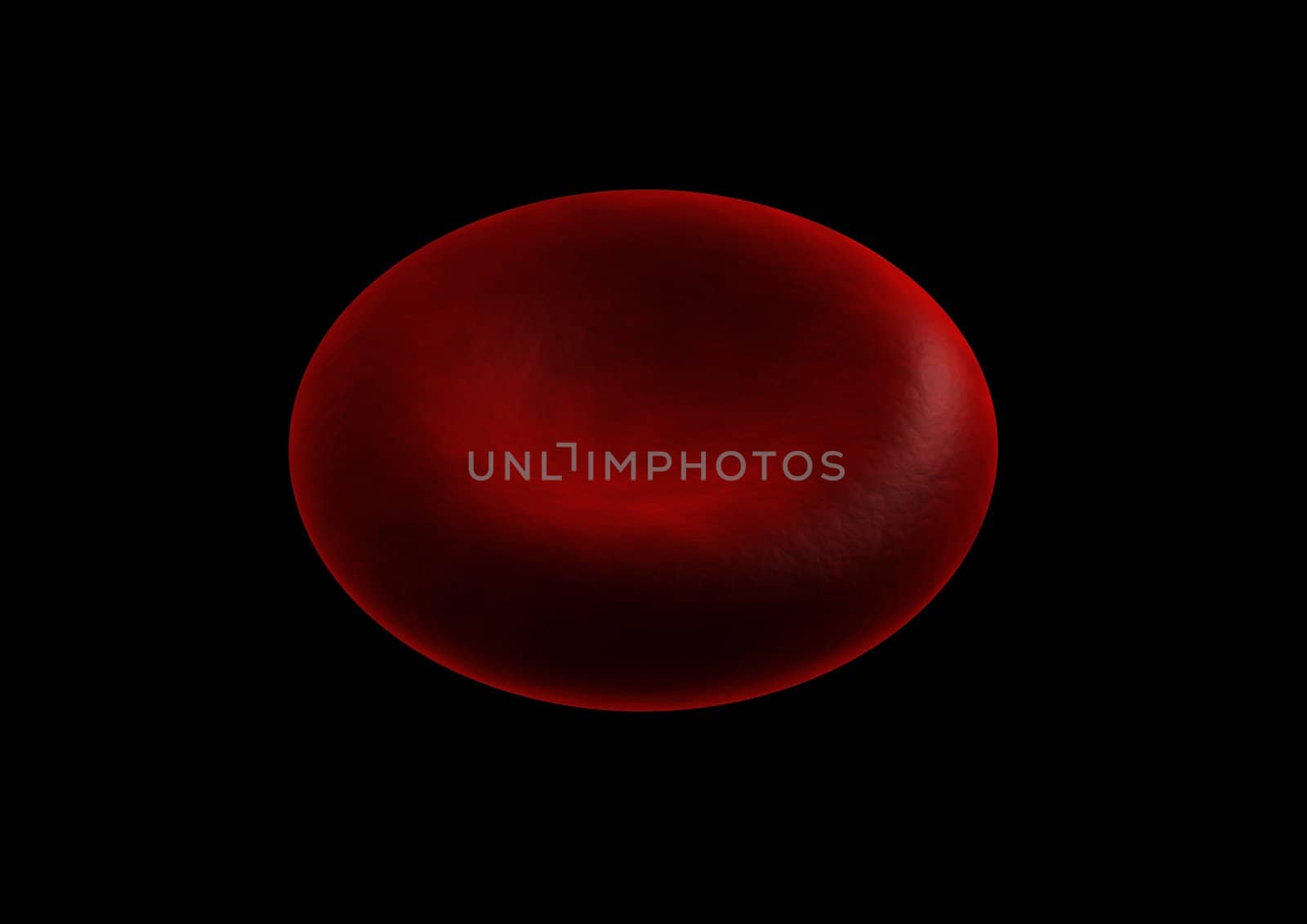 Illustrated Red oval blood cell on a black background