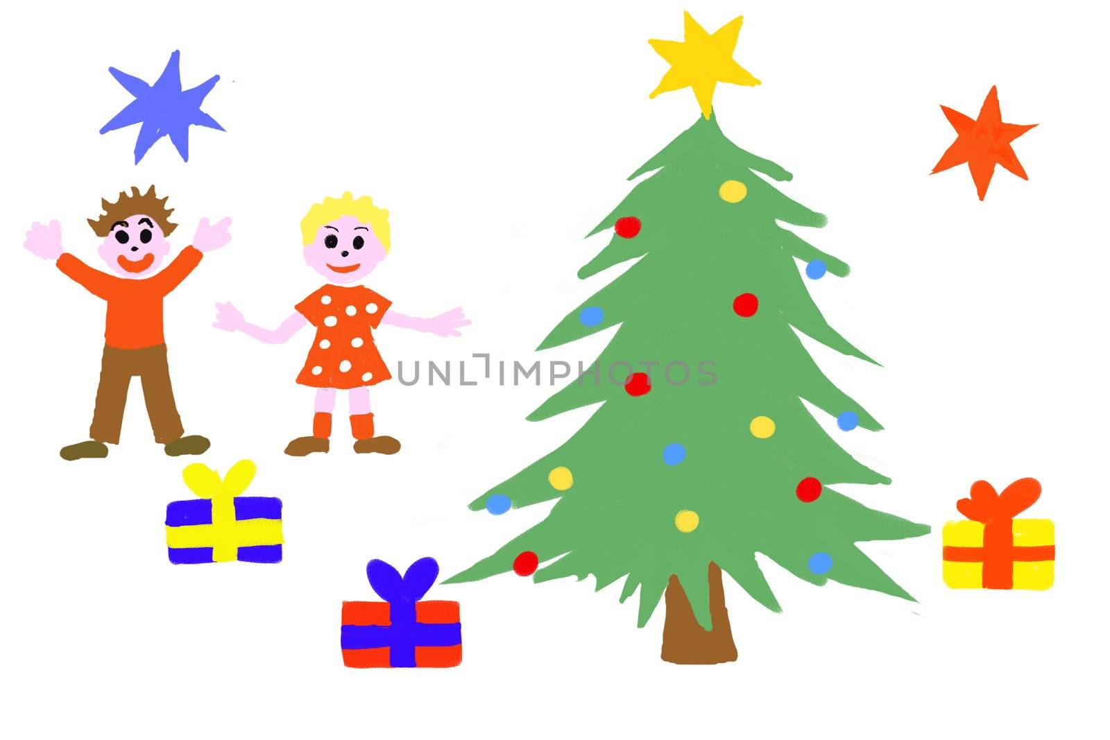 naive drawing - christmas concept