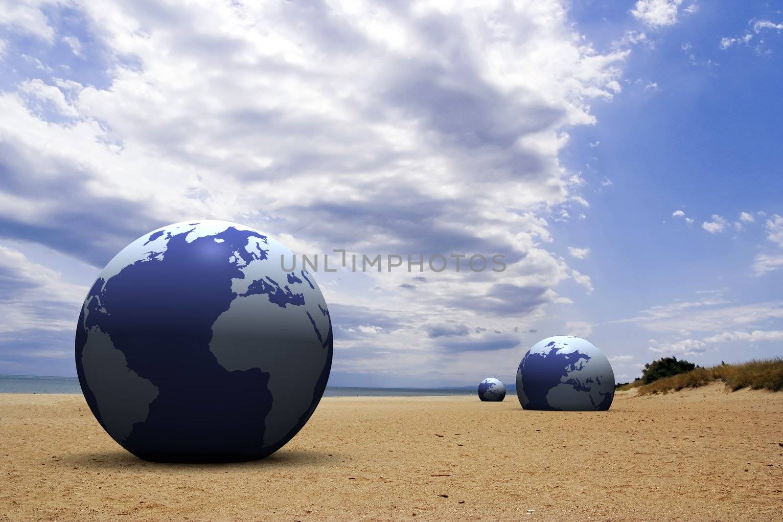3d earth on the beach by chrisroll
