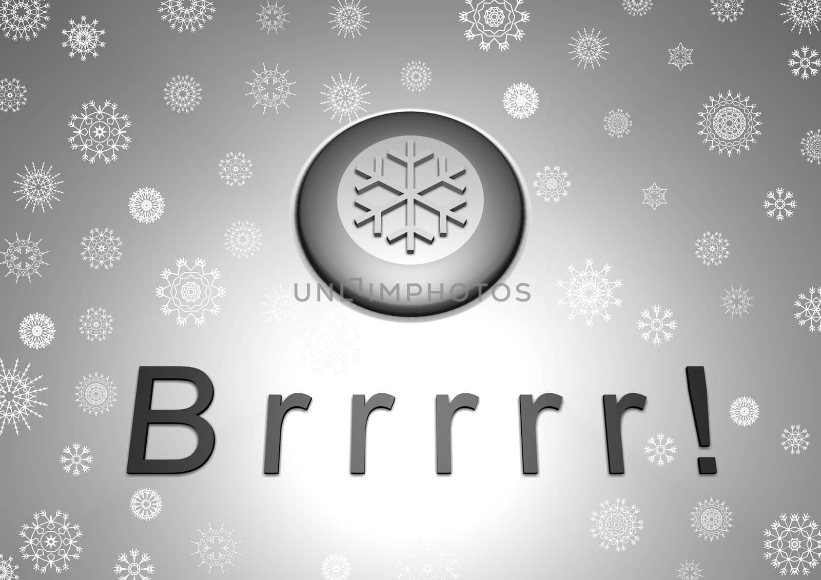 Illustrated Button marked with a snowflake with text and white snowflakes