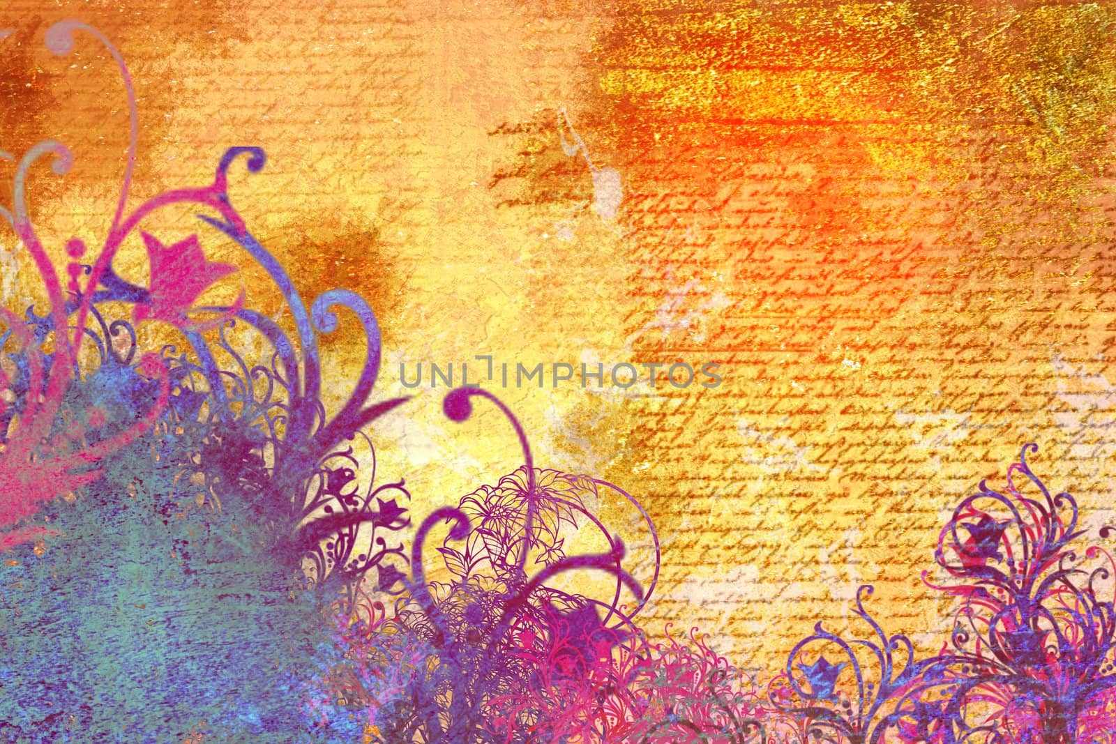 grunge and floral background by chrisroll
