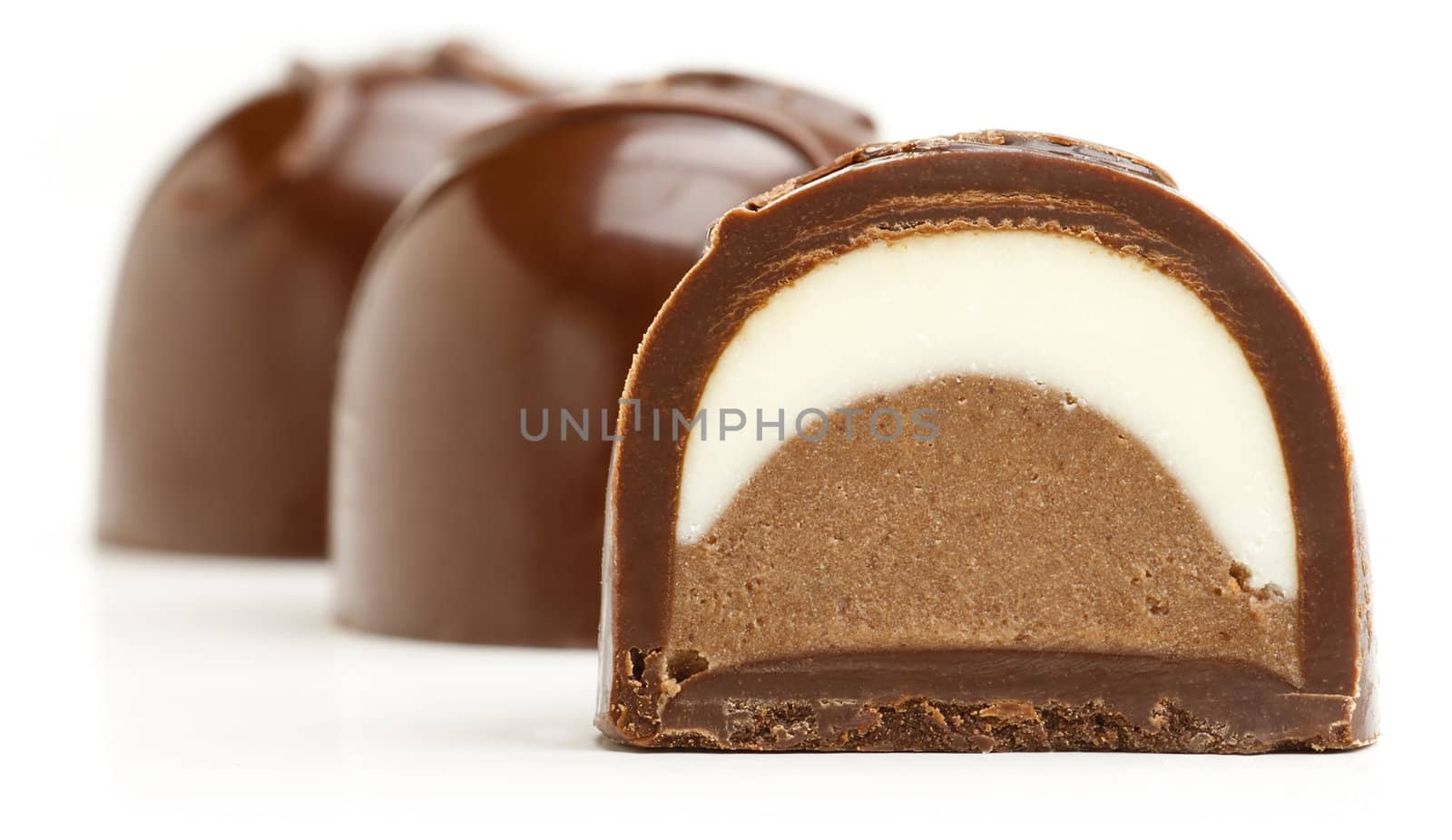 Chocolate sweets isolated on a white background.