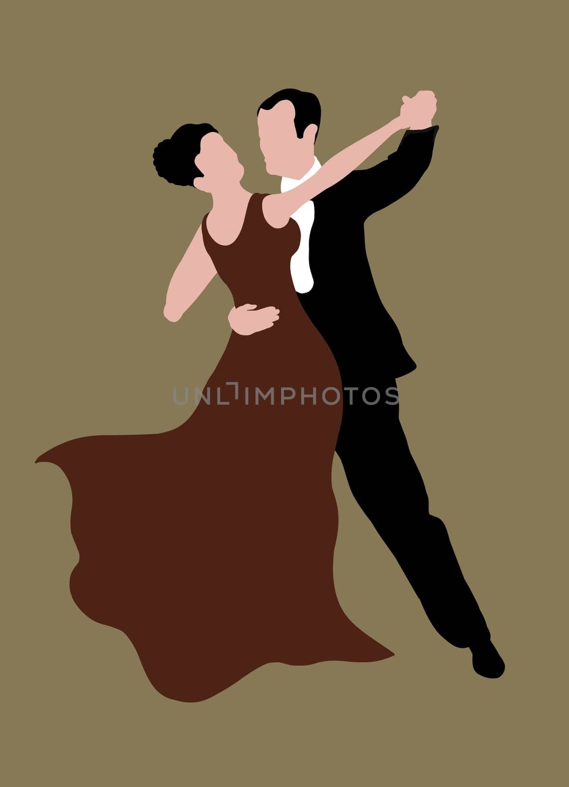 Illustrated couple dancing