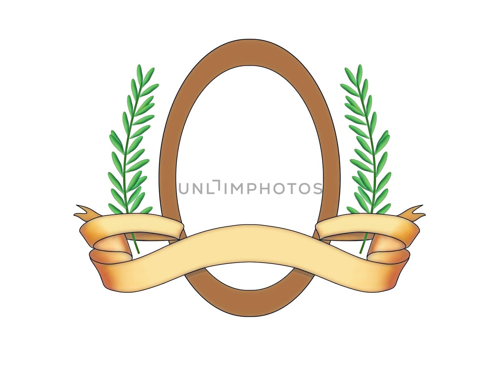 Frame with blank scroll and leaves