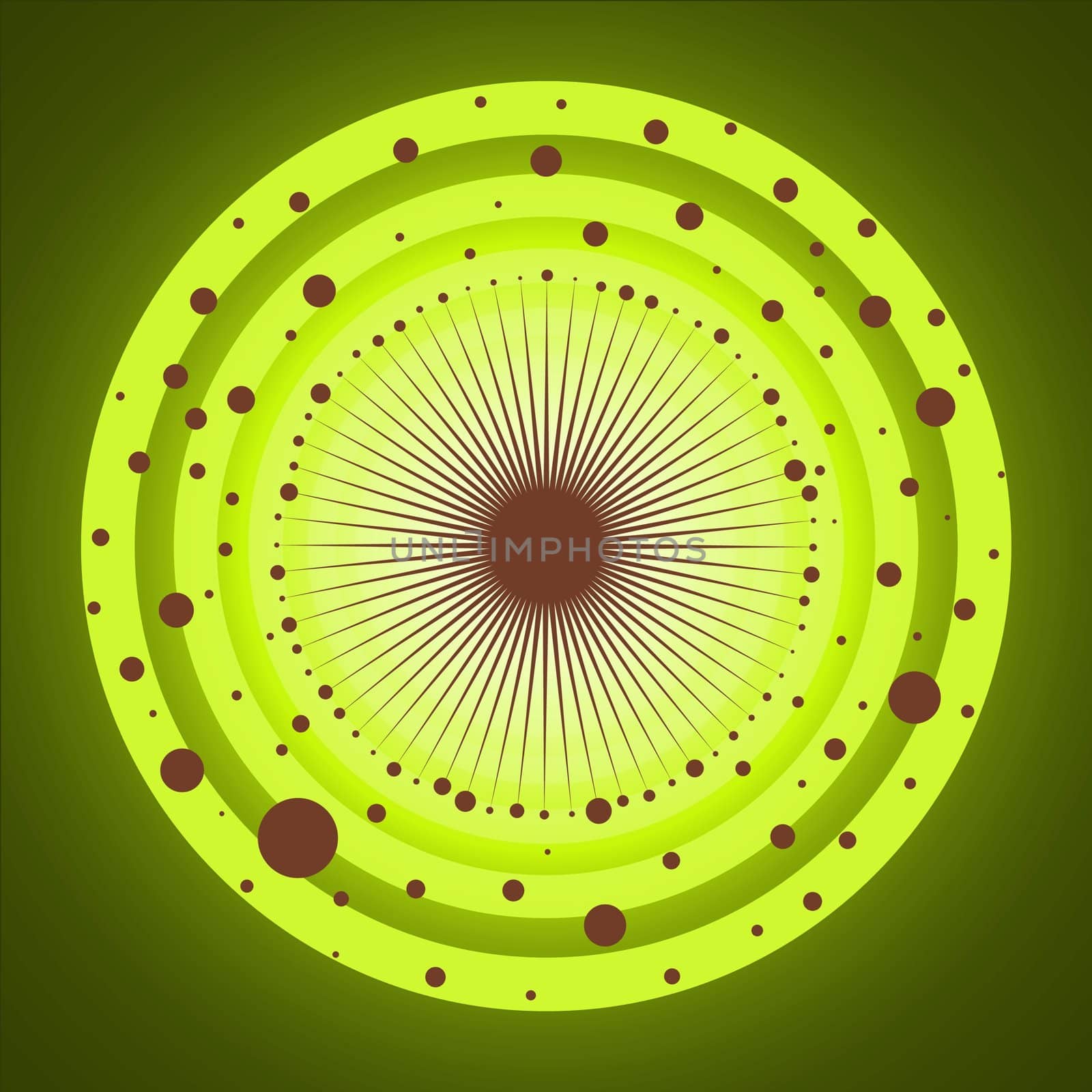 Illustration of green circles with brown spots